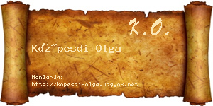 Köpesdi Olga névjegykártya